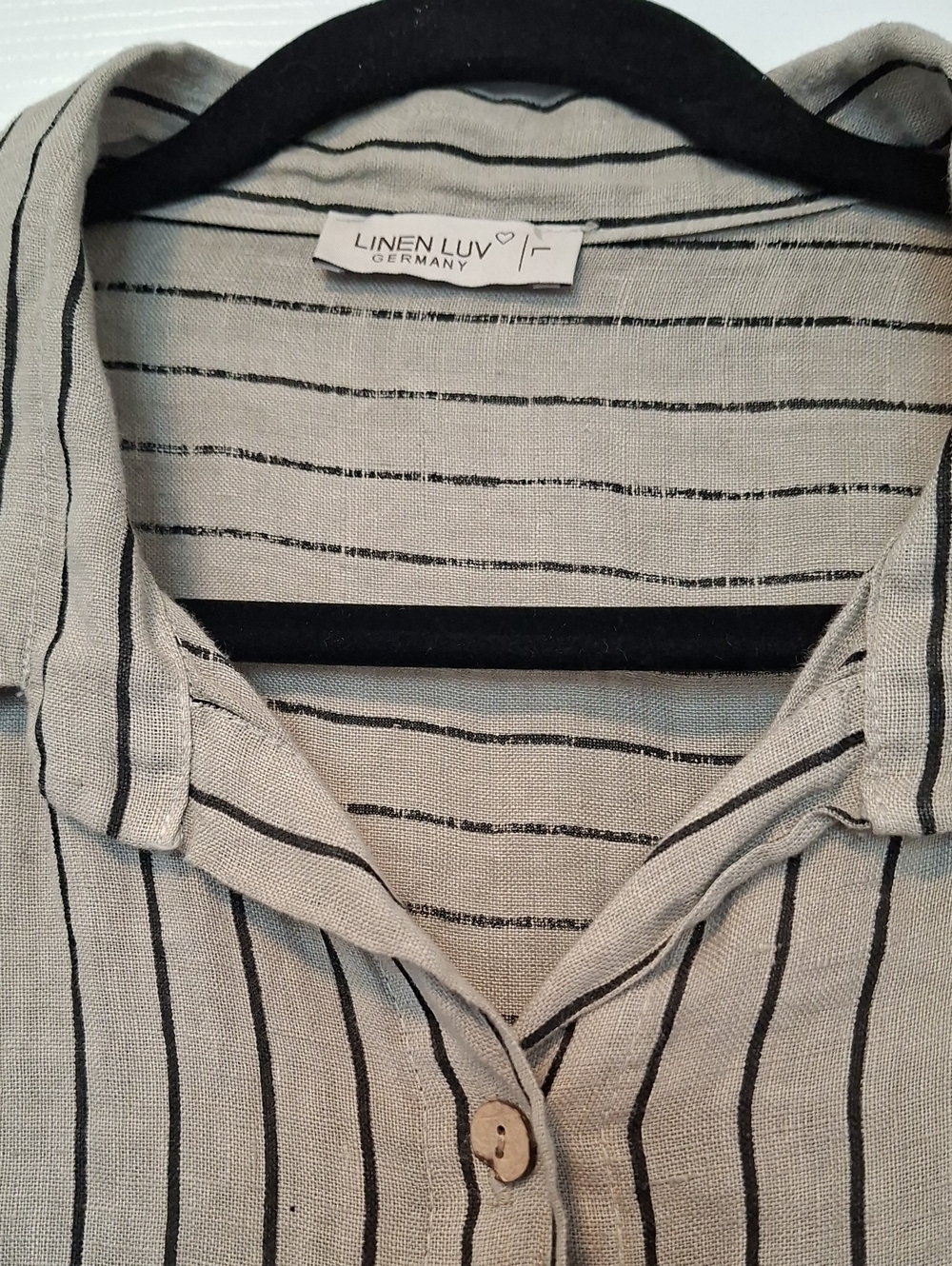 Linen Striped Button Down Blouse - Picture 2 of 6